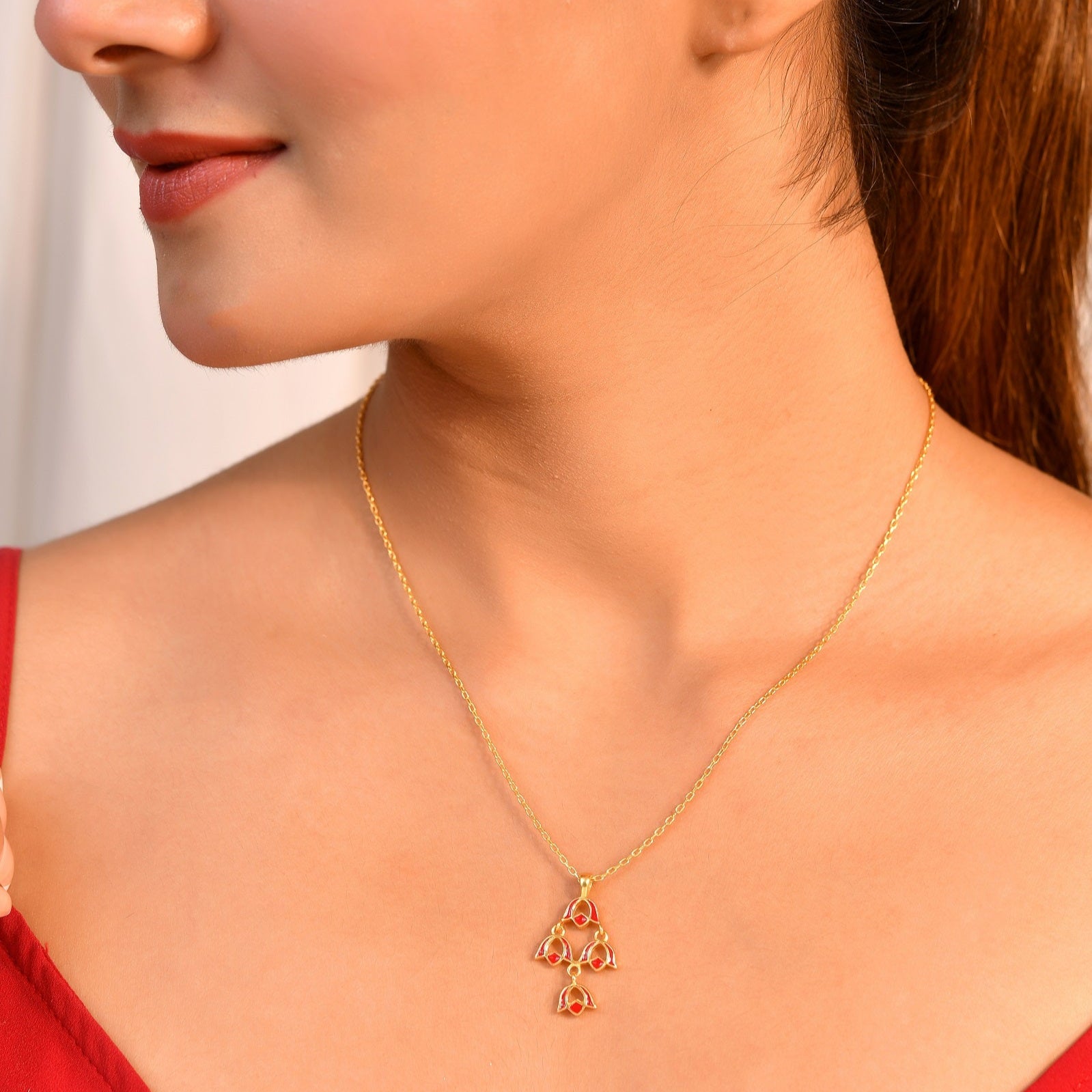 Riva Bells Gold Plated 925 Silver Chain Pendant